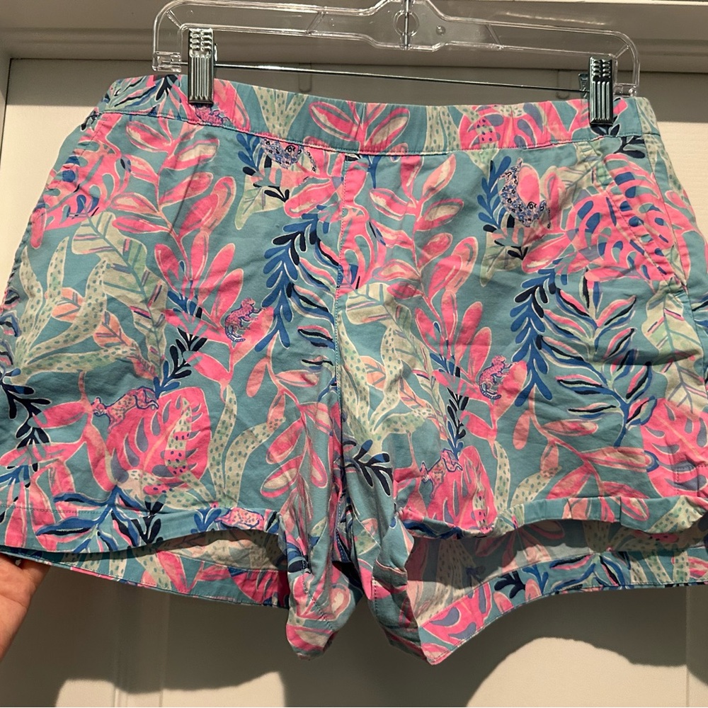 Lilly Pulitzer Pink and Blue Shorts Vibrant Tropical Print